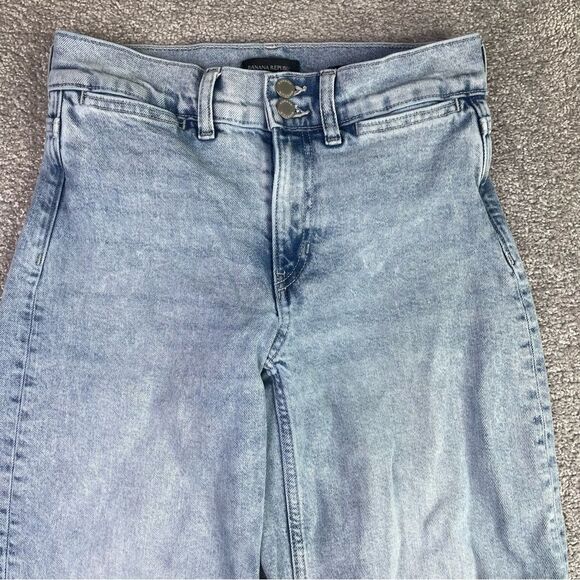 Banana Republic Jeans Women’s 26 Short Blue Cropped Wide Leg High Rise Denim - Picture 2 of 12